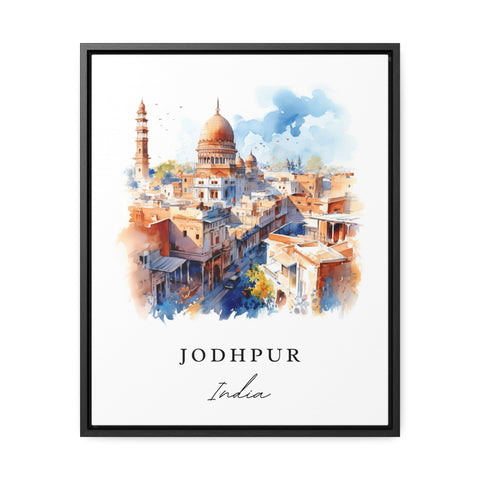 Jodhpur traditional travel art - India, India's Blue City Jodhpur poster, Wedding gift, Birthday present, Custom Text, Personalised Gift