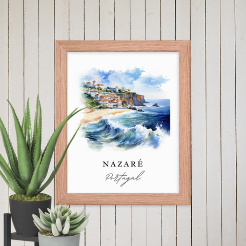 Nazare Portugal Travel Poster | Portugal, Nazare Print | Nazre Gift | Nazre Portugal Wall Art