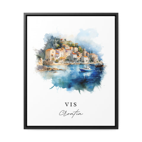 Vis traditional travel art - Croatia, Vis poster, Wedding gift, Birthday present, Custom Text, Personalised Gift