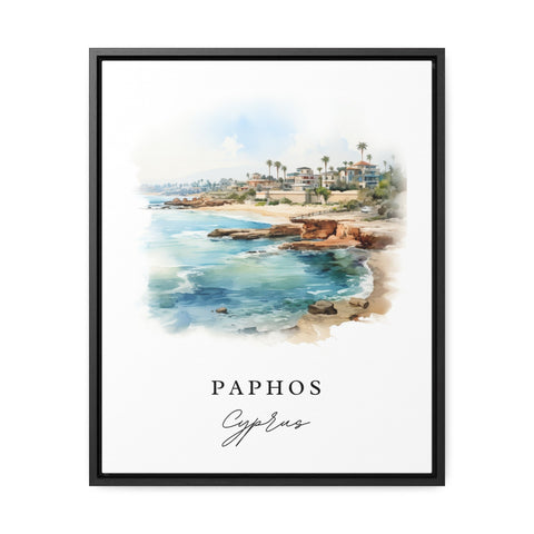 Paphos traditional travel art - Greece, Paphos poster, Wedding gift, Birthday present, Custom Text, Personalised Gift