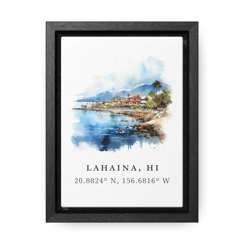 Lahaina traditional travel art - Maui, Lahaina Hawaii poster, Wedding gift, Birthday present, Custom Text, Personalised Gift