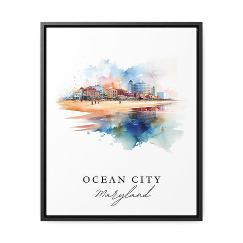 Ocean City traditional travel art - Maryland, Ocean City poster, Wedding gift, Birthday present, Custom Text, Personalised Gift