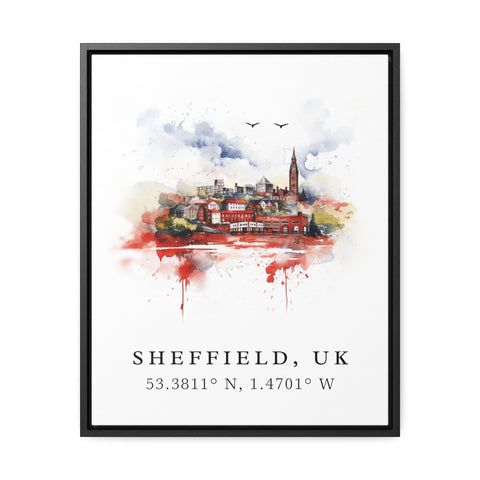 Sheffield traditional travel art - United Kingdom, Sheffield poster, Wedding gift, Birthday present, Custom Text, Personalised Gift