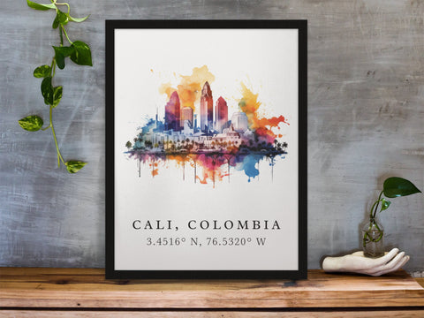 Cali traditional travel art - Colombia, Cali poster, Wedding gift, Birthday present, Custom Text, Personalised Gift