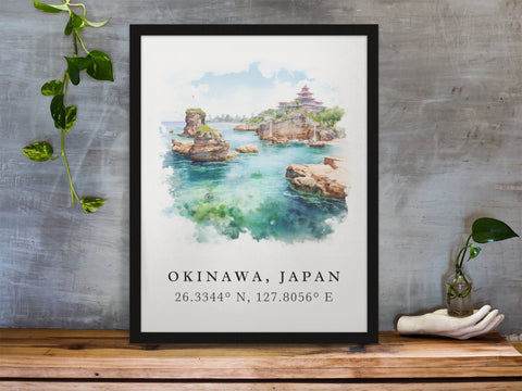 Okinawa traditional travel art - Japan, Okinawa poster, Wedding gift, Birthday present, Custom Text, Personalised Gift