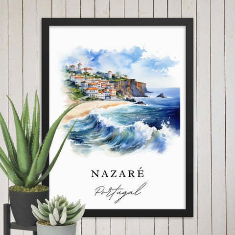 Nazare Portugal Travel Poster | Portugal, Nazare Print | Nazre Gift | Nazre Portugal Wall Art