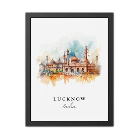 Lucknow traditional travel art - India, Lucknow poster, Wedding gift, Birthday present, Custom Text, Personalised Gift