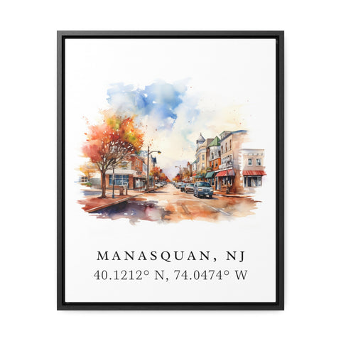 Manasquan NJ traditional travel art - Jersey Shore, Manasquan poster, Wedding gift, Birthday present, Custom Text, Personalised Gift