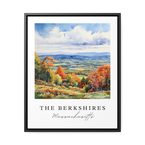 The Berkshires traditional travel art - Massachusetts, Berkshires poster, Wedding gift, Birthday present, Custom Text, Personalised Gift