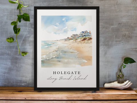 Holegate LBI traditional art - Long Beach Island, Holegate LBI poster, Wedding gift, Birthday present, Custom Text, Personalised Gift