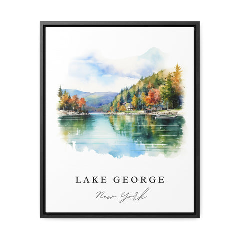 Lake George traditional travel art - New York, Lake George poster, Wedding gift, Birthday present, Custom Text, Personalised Gift