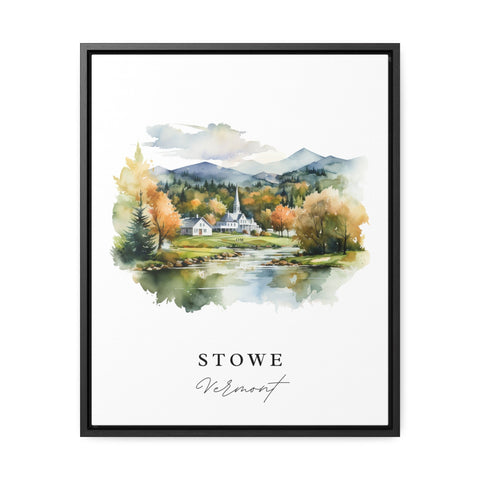 Stowe traditional travel art - Vermont, Stowe poster, Wedding gift, Birthday present, Custom Text, Personalised Gift