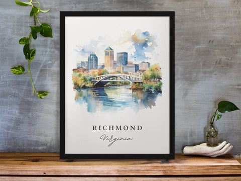 Richmond traditional travel art - Virginia, Richmond poster, Wedding gift, Birthday present, Custom Text, Personalised Gift