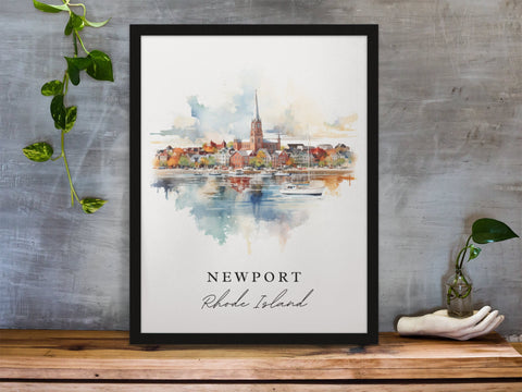 Newport traditional travel art - Rhode Island, Newport poster, Wedding gift, Birthday present, Custom Text, Personalised Gift
