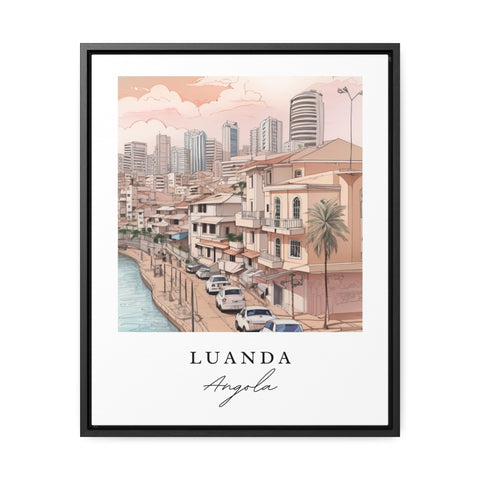 Luanda traditional travel art - Angola, Luanda poster, Wedding gift, Birthday present, Custom Text, Personalised Gift