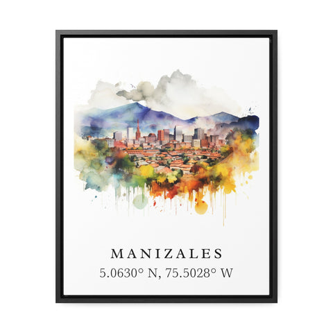 Manizales Desert traditional travel art - Colombia, Manizales poster, Wedding gift, Birthday present, Custom Text, Personalised Gift