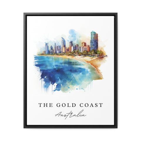 Gold Coast traditional travel art - Australia, The Gold Coast poster, Wedding gift, Birthday present, Custom Text, Personalised Gift