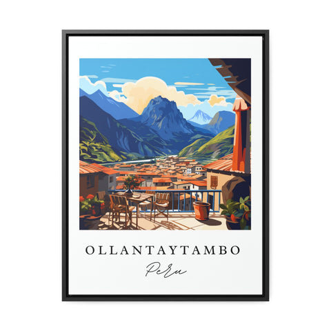 Ollantaytambo traditional travel art - Peru, Ollantaytambo poster, Wedding gift, Birthday present, Custom Text, Personalised Gift