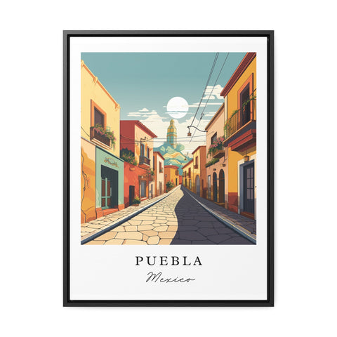 Puebla traditional travel art - Mexico, Puebla poster, Wedding gift, Birthday present, Custom Text, Personalised Gift