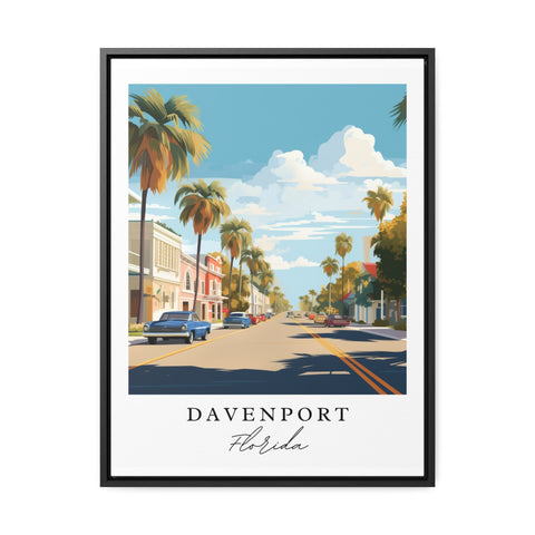 Davenport traditional travel art - Florida, Davenport poster, Wedding gift, Birthday present, Custom Text, Personalised Gift