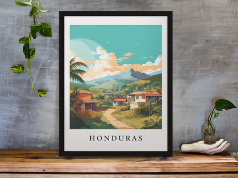 Honduras traditional art - Central America, Honduras poster, Wedding gift, Birthday present, Custom Text, Personalised Gift