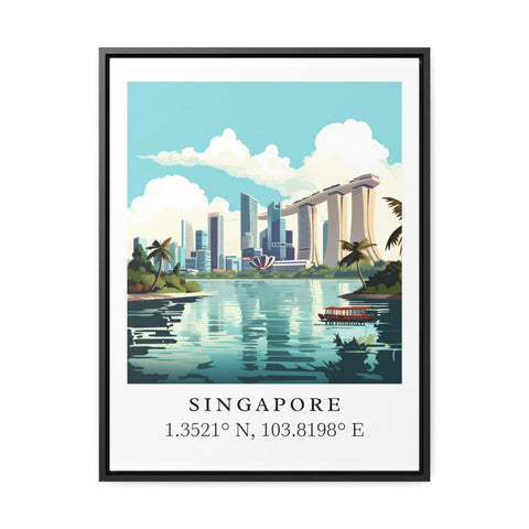 Singapore traditional travel art - Singapore poster, Wedding gift, Birthday present, Custom Text, Personalised Gift
