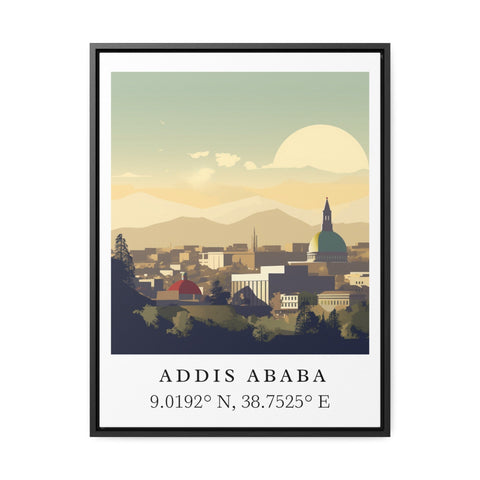 Addis Ababa modern travel art - Ethiopia, Addis Ababa poster, Wedding gift, Birthday present, Custom Text, Personalised Gift