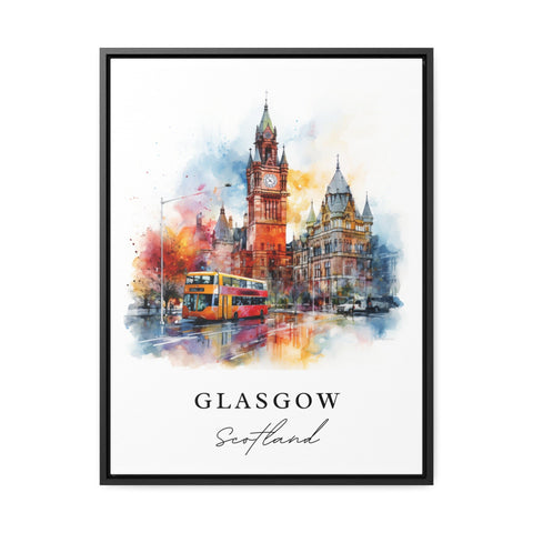 Glasgow traditional travel art - Soctland, Glasgow poster, Wedding gift, Birthday present, Custom Text, Personalised Gift