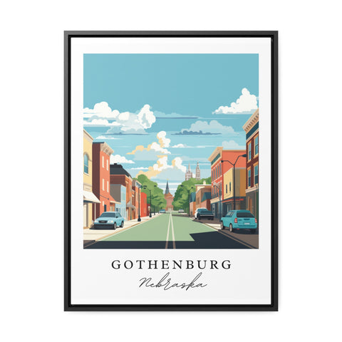 Gothenburg traditional travel art - Nebraska, Gothenburg poster, Wedding gift, Birthday present, Custom Text, Personalised Gift