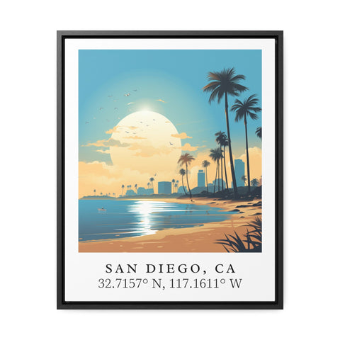 San Diego Diego traditional travel art - California, San Diego poster, Wedding gift, Birthday present, Custom Text, Personalised Gift