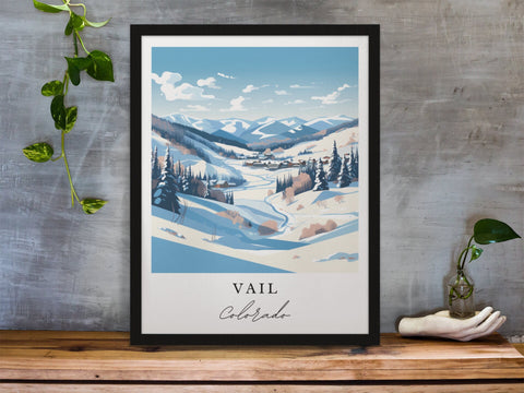 Vail traditional travel art - Colorado, Vail poster, Wedding gift, Birthday present, Custom Text, Personalised Gift