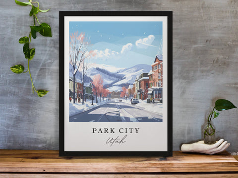 Park City traditional travel art - Utah, Park City poster, Wedding gift, Birthday present, Custom Text, Personalised Gift