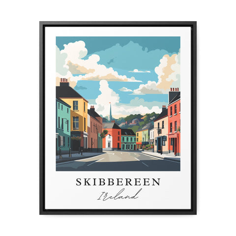 Skibbereen traditional travel art - Ireland, Skibbereen poster, Wedding gift, Birthday present, Custom Text, Personalised Gift