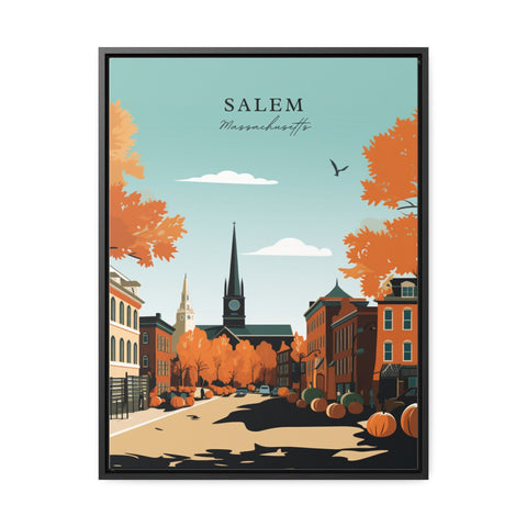Salem traditional travel art - Massachusetts, Salem Autumn Halloween poster, Wedding gift, Birthday present, Custom Text, Personalised Gift