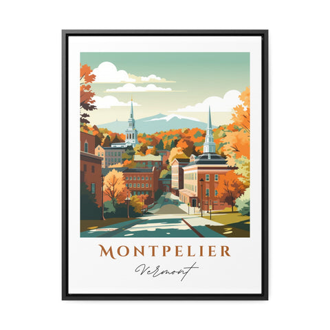 Montpelier traditional travel art - Vermont, Montpelier poster, Wedding gift, Birthday present, Custom Text, Personalised Gift