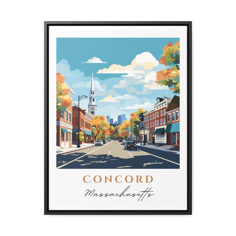 Concord traditional travel art - Massachusetts, Concord poster, Wedding gift, Birthday present, Custom Text, Personalised Gift