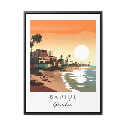 Banjul traditional travel art - Gambia, Banjul poster, Wedding gift, Birthday present, Custom Text, Personalised Gift