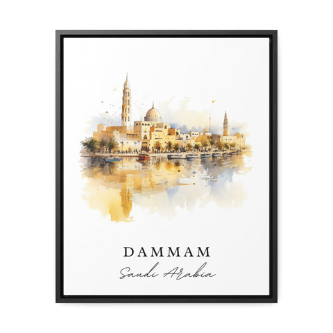 Dammam traditional travel art - Saudi Arabia, Dammam poster, Wedding gift, Birthday present, Custom Text, Personalized Gift