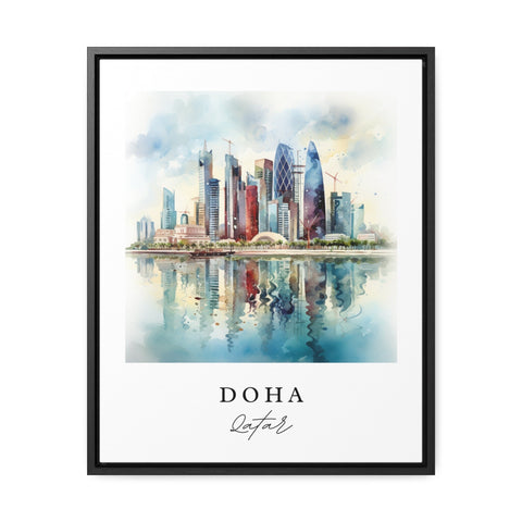 Doha traditional travel art - Qatar, Doha poster, Wedding gift, Birthday present, Custom Text, Personalized Gift