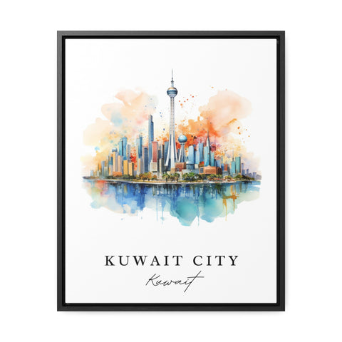Kuwait City traditional travel art - Middle East, Kuwait poster, Wedding gift, Birthday present, Custom Text, Personalized Gift