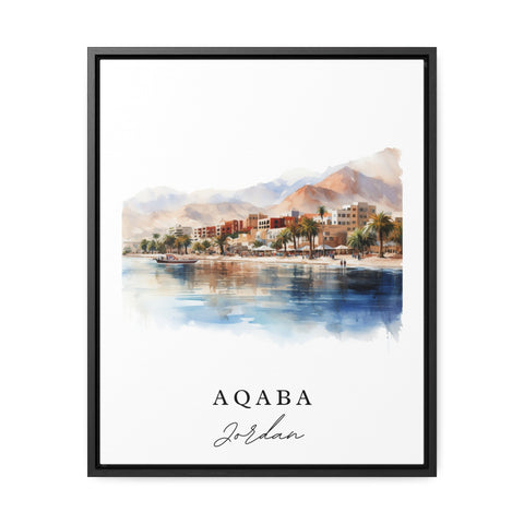 Aqaba traditional travel art - Jordan, Aqaba poster, Wedding gift, Birthday present, Custom Text, Personalized Gift