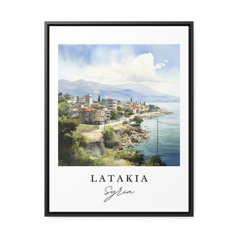 Latakia traditional travel art - Syria, Latakia poster, Wedding gift, Birthday present, Custom Text, Personalized Gift