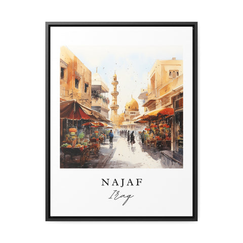 Najaf traditional travel art - Iraq, Najaf poster, Wedding gift, Birthday present, Custom Text, Personalized Gift