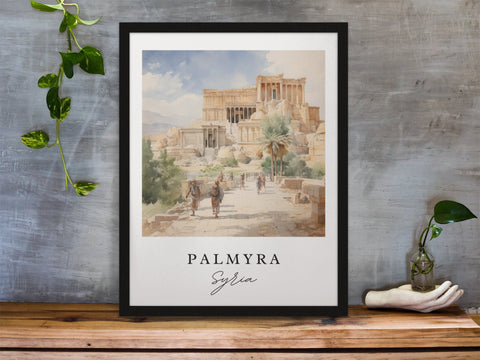 Palmyra traditional travel art - Syria, Palmyra poster, Wedding gift, Birthday present, Custom Text, Personalized Gift
