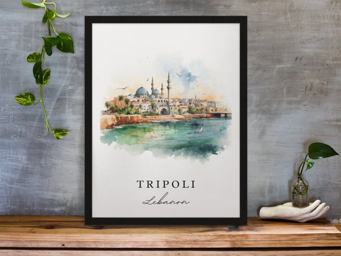 Tripoli traditional travel art - Syria, Tripoli poster, Wedding gift, Birthday present, Custom Text, Personalized Gift