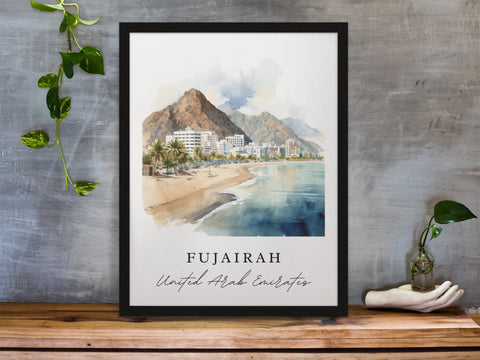 Fujairah traditional travel art - United Arab Emirates, Fujairah poster, Wedding gift, Birthday present, Custom Text, Personalized Gift