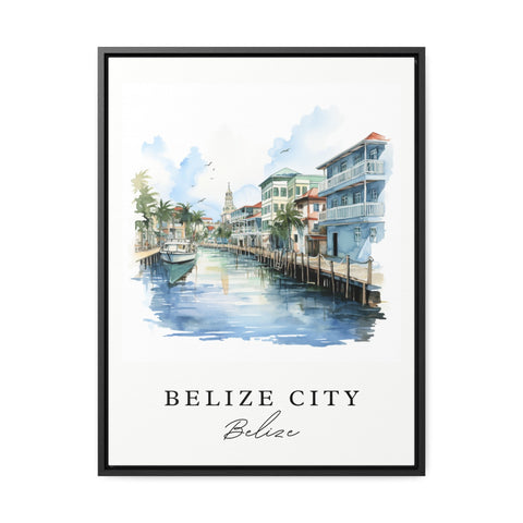 Belize City traditional travel art - Belize, Belize City poster, Wedding gift, Birthday present, Custom Text, Personalized Gift