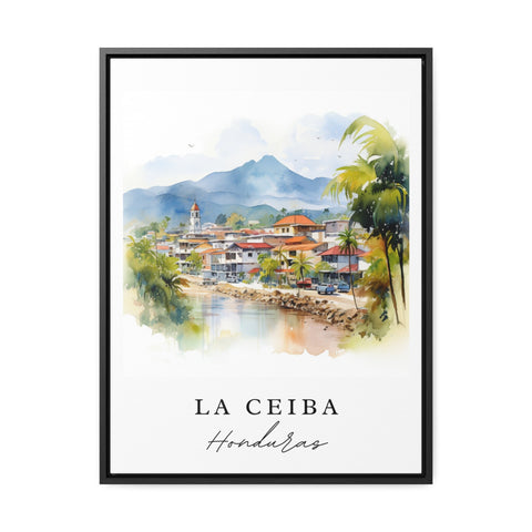 La Ceiba traditional travel art - Honduras, La Ceiba poster, Wedding gift, Birthday present, Custom Text, Personalized Gift