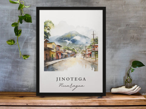 Jinotega traditional travel art - Nicaragua, Jinotega poster, Wedding gift, Birthday present, Custom Text, Personalized Gift