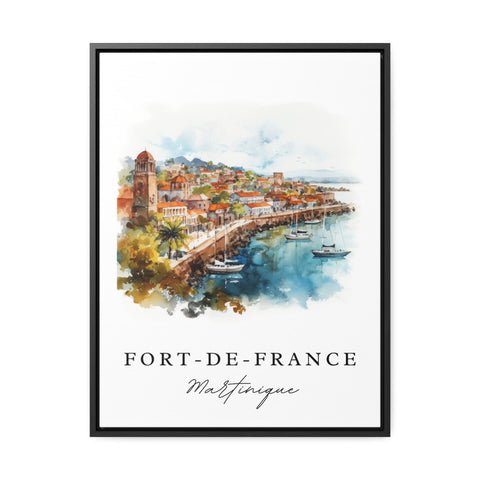 Fort De France traditional travel art - Martinique, Fort-De-France poster, Wedding gift, Birthday present, Custom Text, Personalized Gift